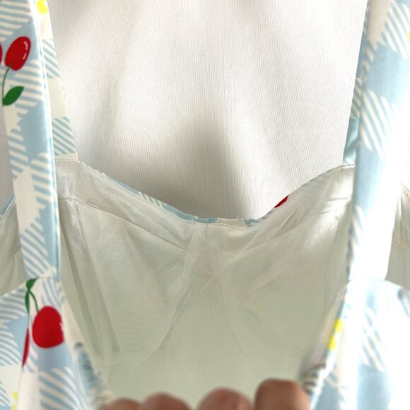 Belle Poque Cherry Gingham Rockabilly Pin up Dress L - Picture 5 of 6